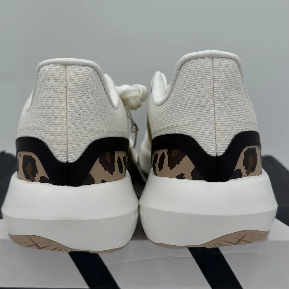 Adidas Runfalcon 3.0 W Womens 9 White Gold Leopard Print Running Shoes NEW